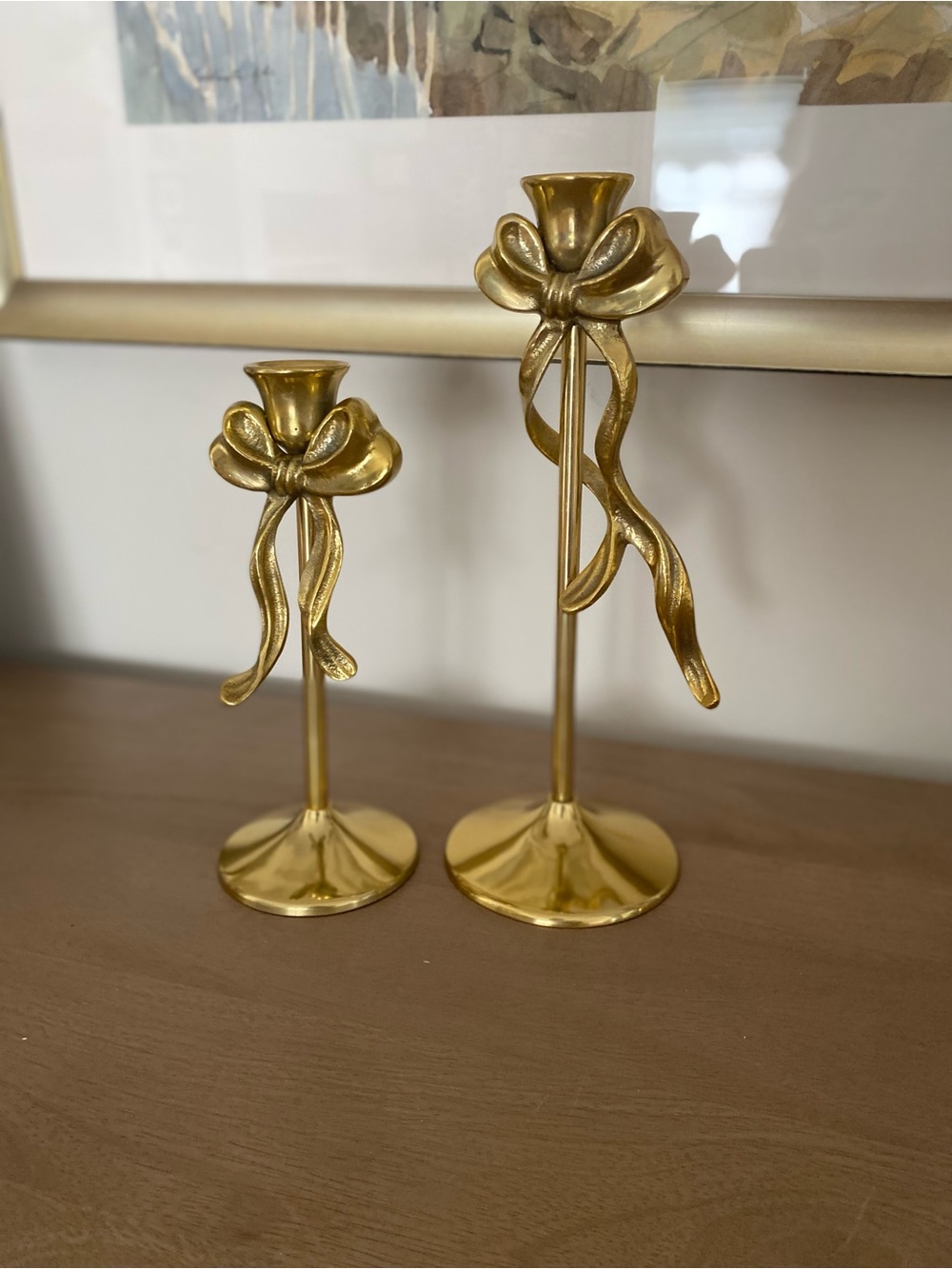 Anthropology Gold Ribbon Bow Metal Candle Holders (Set of 2)